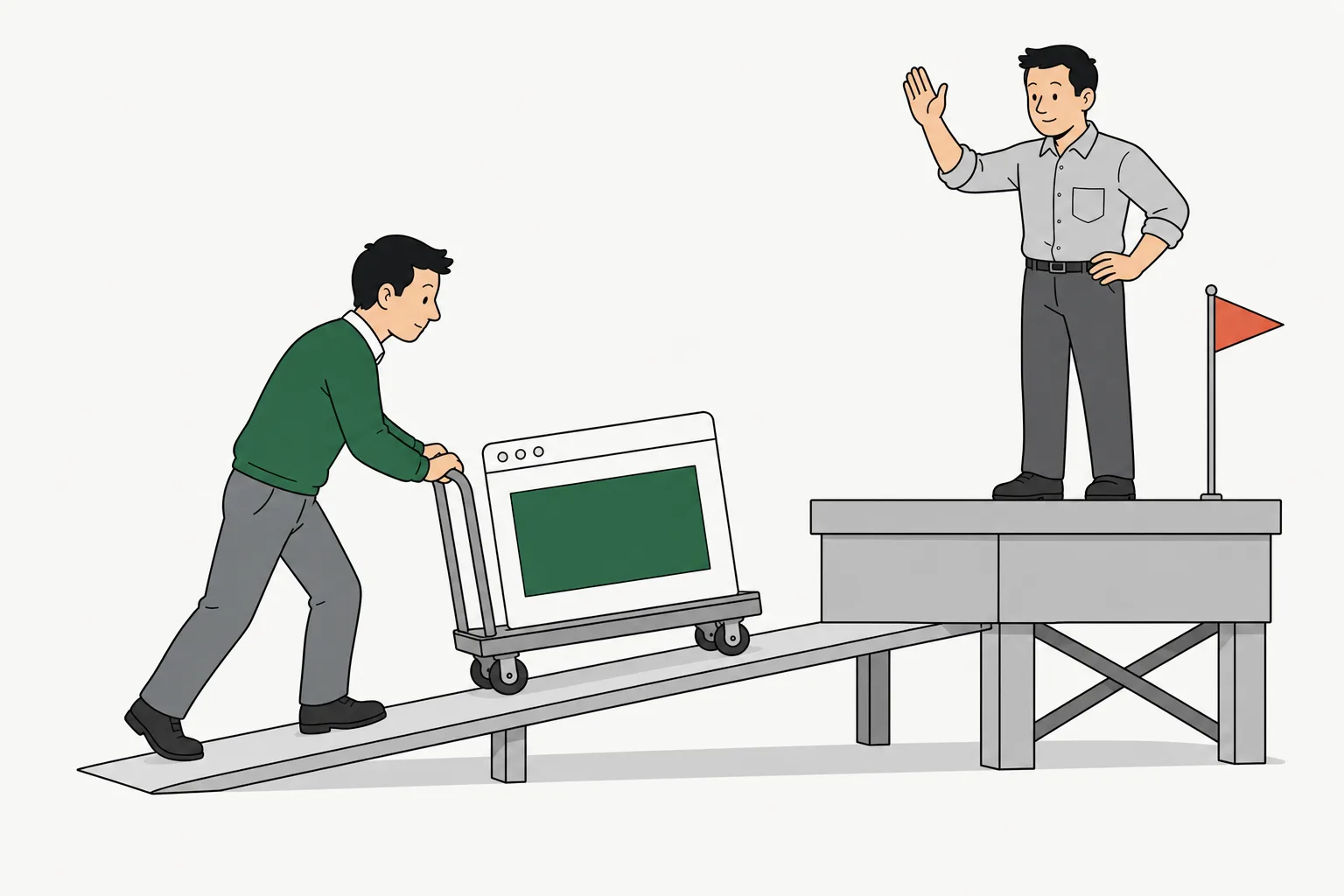 A craftsperson moving an early prototype onto a production-ready platform