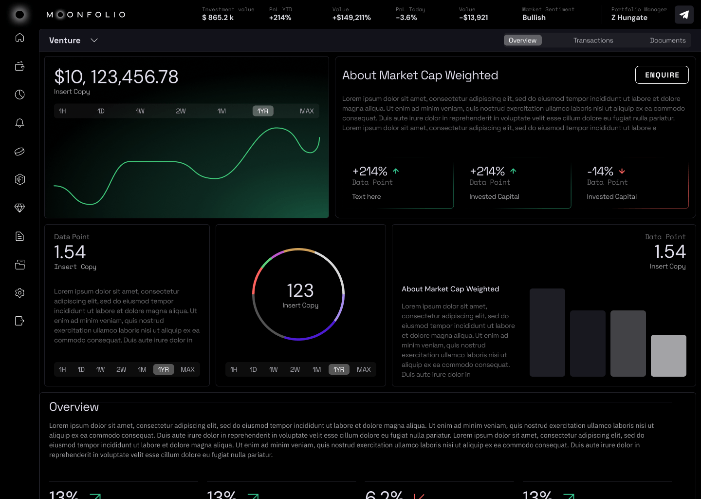 Moonfolio interface screen 1
