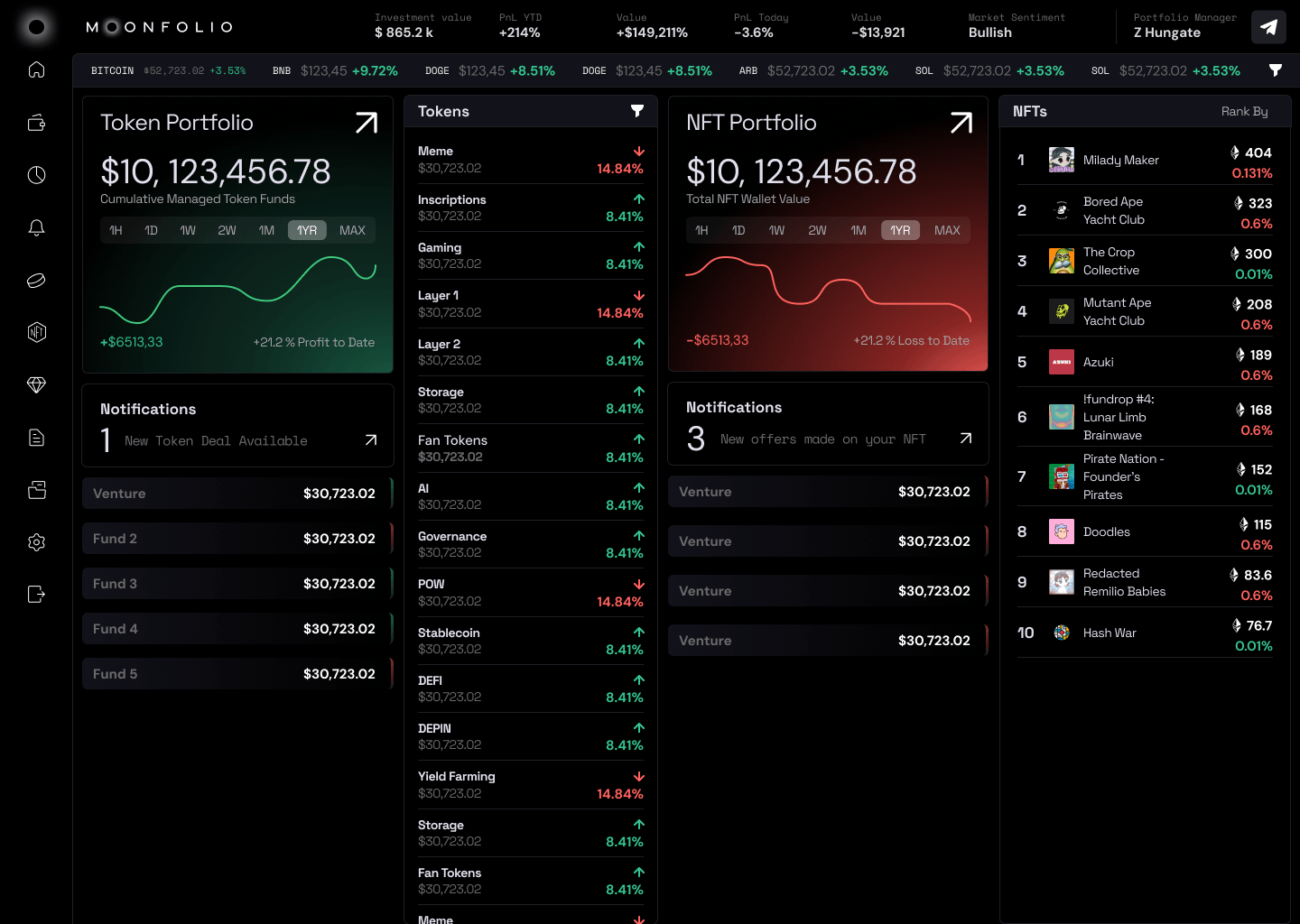 Moonfolio interface screen 4